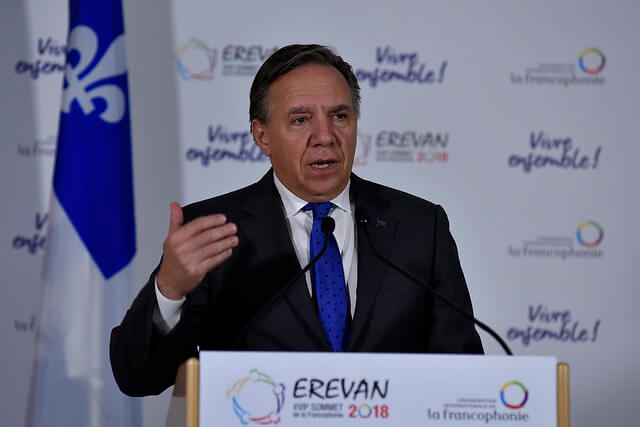 Premier of Québec and leader of the Coalition Avenir Québec, François Legault, speaking