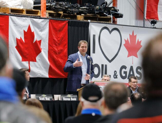 Leader of the Conservatives, Andrew Scheer, speaking at a rally in Moosomin, Saskatchewan. Photography by Photos Andre Forget.