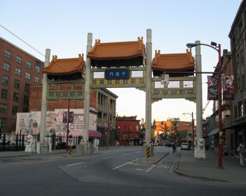 Photo of the Millennium Gate in Vancuver's Chinatown.