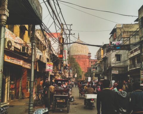 A street scene in Delhi, a city featured prominently in the Darmiyaan podcast.