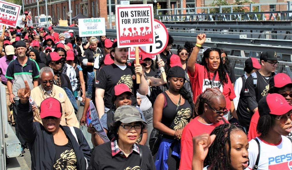 Hotel workers protest for their work