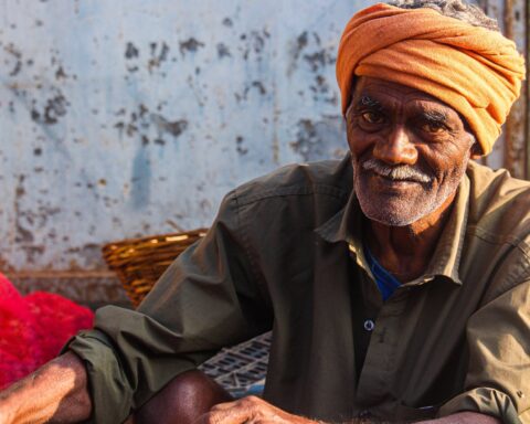 indian farmer smiles