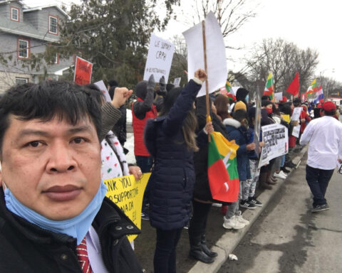 Protestors in Canada march for Myanmar.