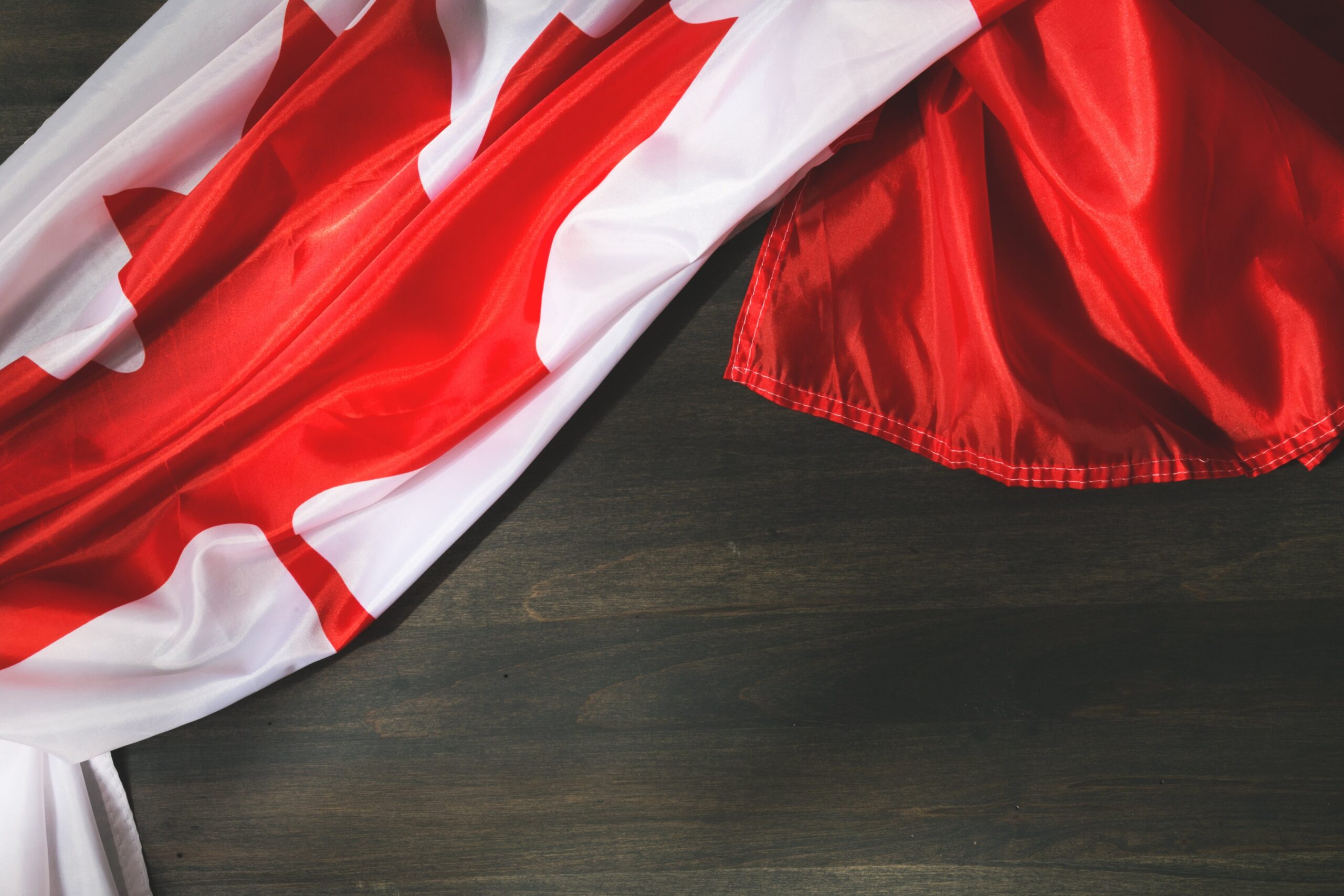 Canadian flag on table