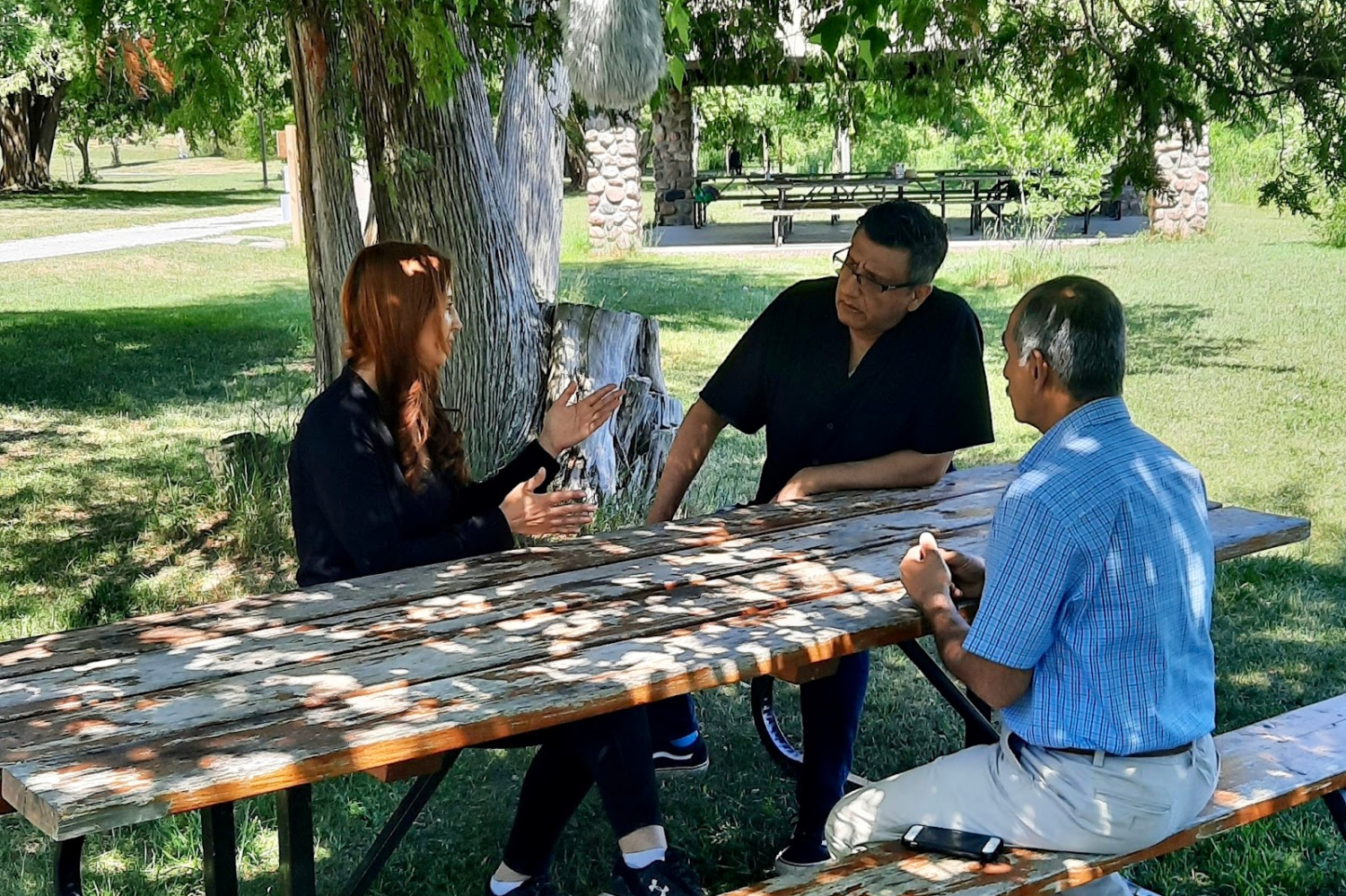 Photo of Arzu Yildiz, a journalist whose name appeared on a hit list, with the film crew of "The Cost of Freedom"