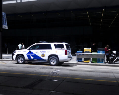 Photo of a police car in Toronto. Emergency services also include paramedics and the fire department.