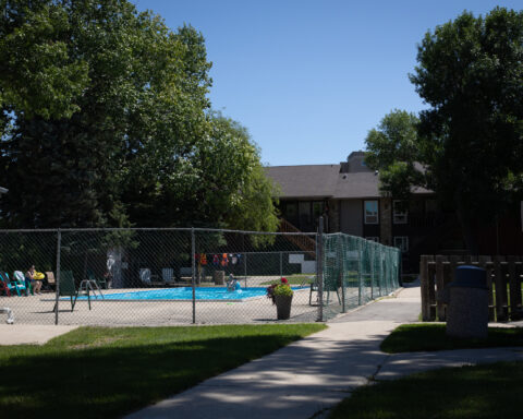 The swimming pool at Concord Gardens residential complex at 957 Concordia Avenue