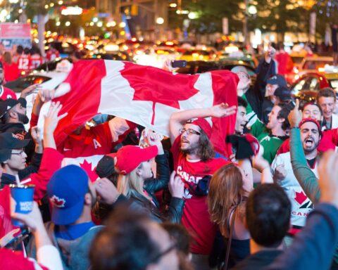 Revellers celebrate hockey