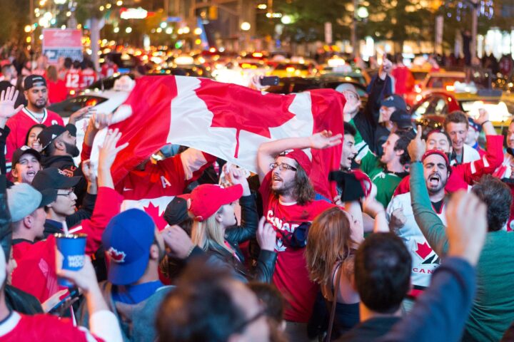 Revellers celebrate hockey