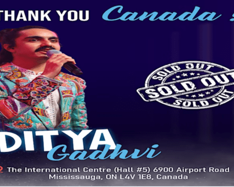 graphic promoting ticket sales for Aditya Gadhvi's performance