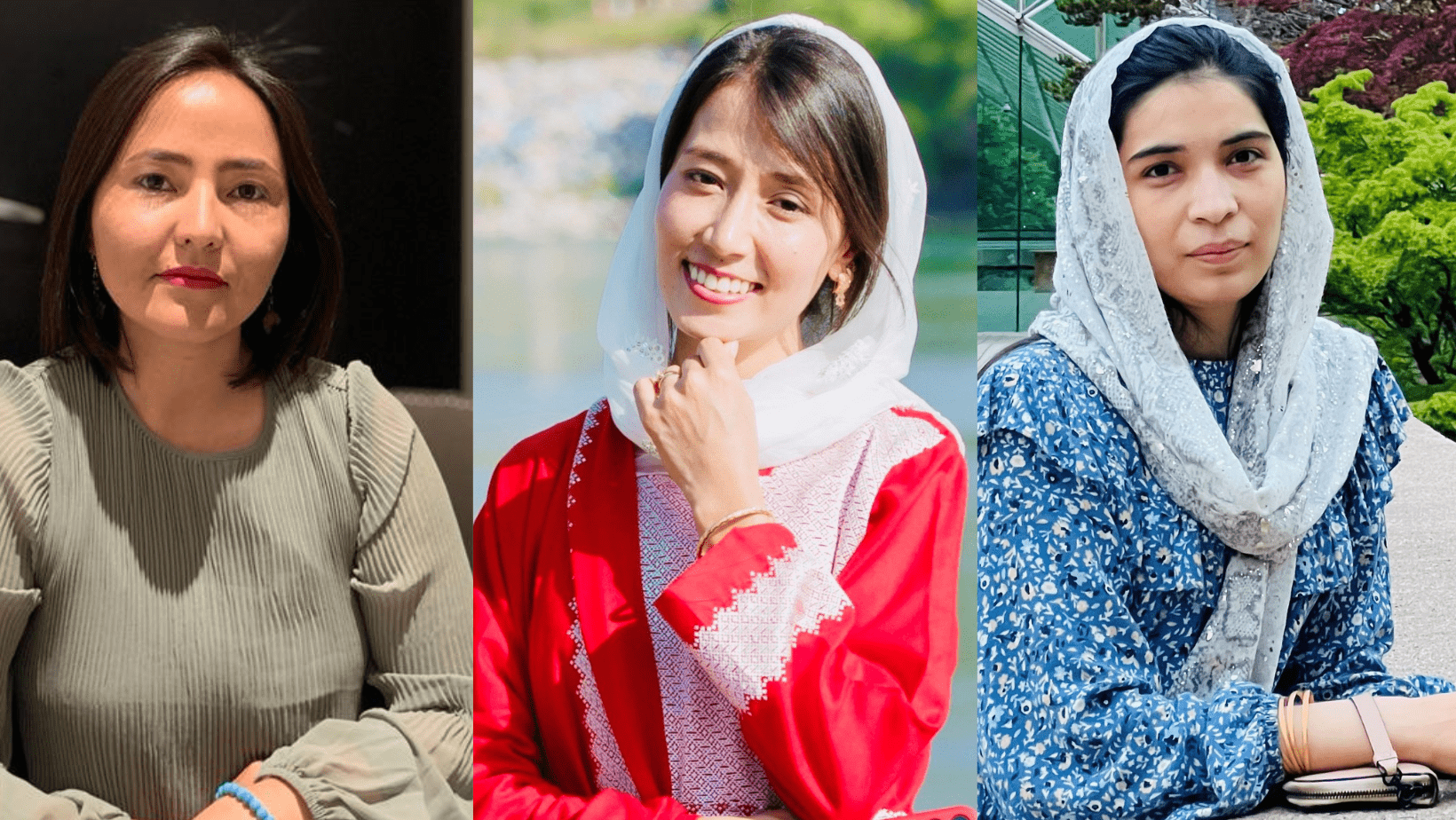 GBV + Afghanistan Left to right: Zahra Nader, Maryam Massoomi, and Bibi Wahida Rahimi.