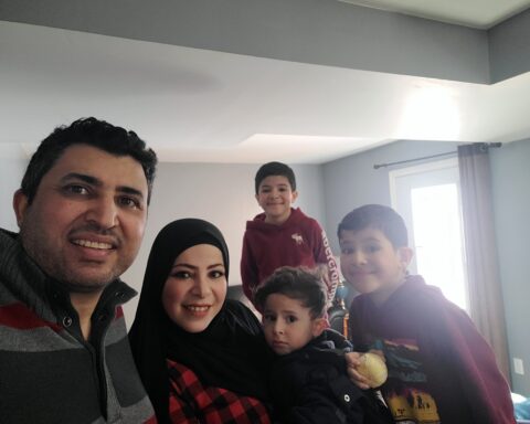 Abdullah Aljalout and his family. The Economic Mobility Pathways Pilot (EMPP) aims to provide skilled refugees like Aljalout with a pathway to employment and a brighter future in Canada.