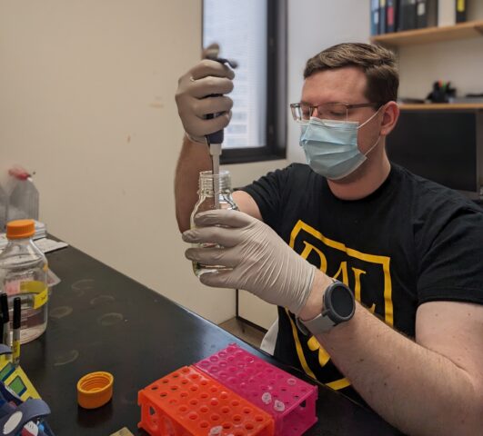 Dmytro Tymoshenko at work at a Dalhousie University